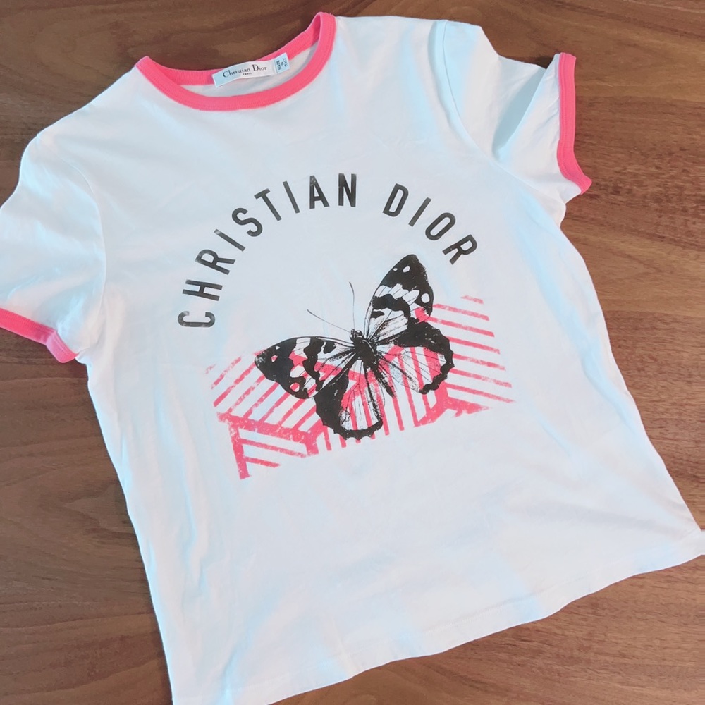100% Authentic Chrisitan Dior Butterfly Crew Nexk T shirt 22SS